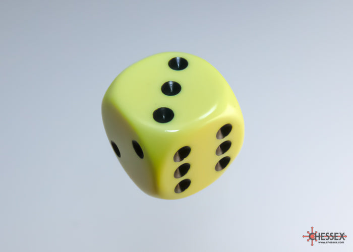 Dés Chessex - 12D6 Opaques jaunes pastel/noirs - Achat en ligne