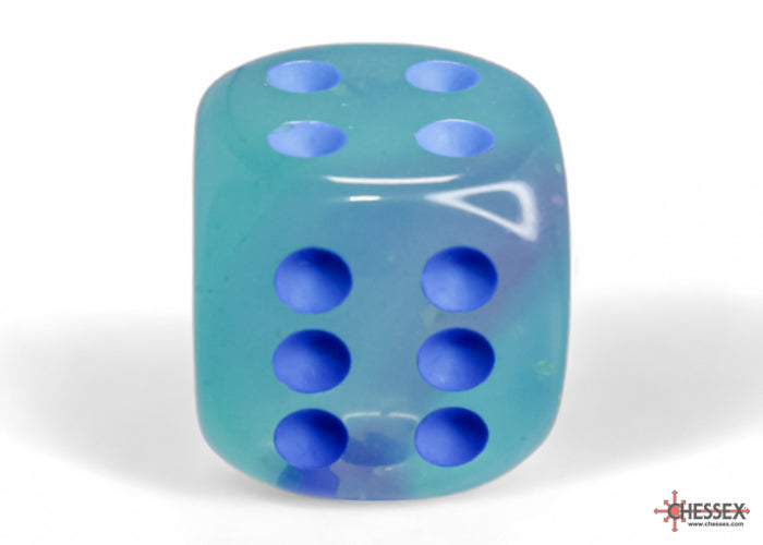 Dés Chessex Gemini: 12D6 Gel Green-Pink / Blue Luminary Dice Block