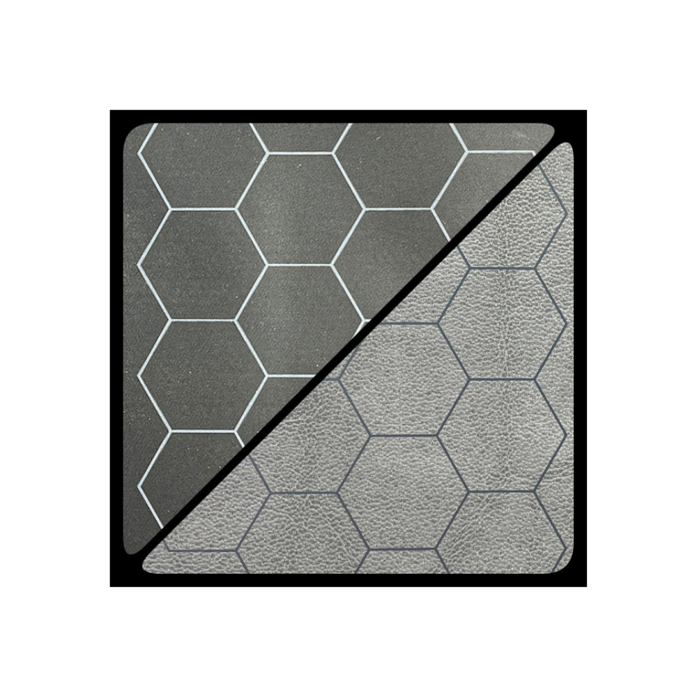 Mat: 1” Hex 2 Sided Black / Grey Battlemat (Two Color Mat)