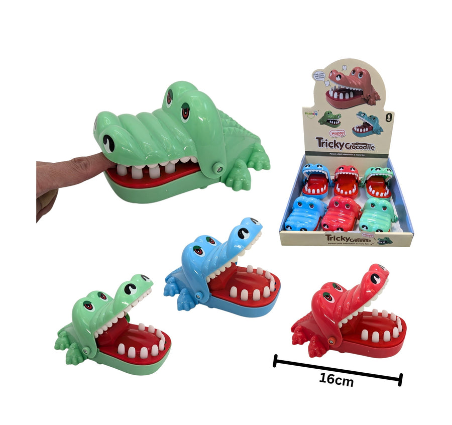 Jeu du crocodile mordant avec dents surprises.