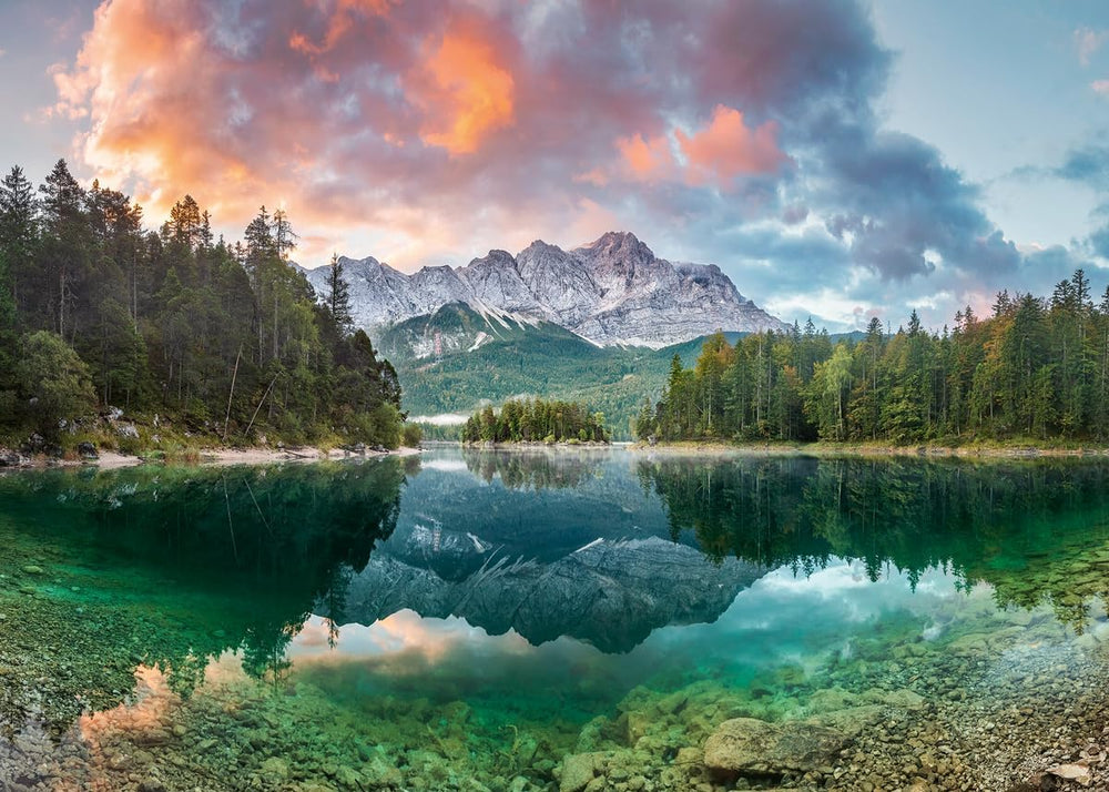 Puzzle Ravensburger Zugspitze at the Eibsee, Germany 1000 pcs