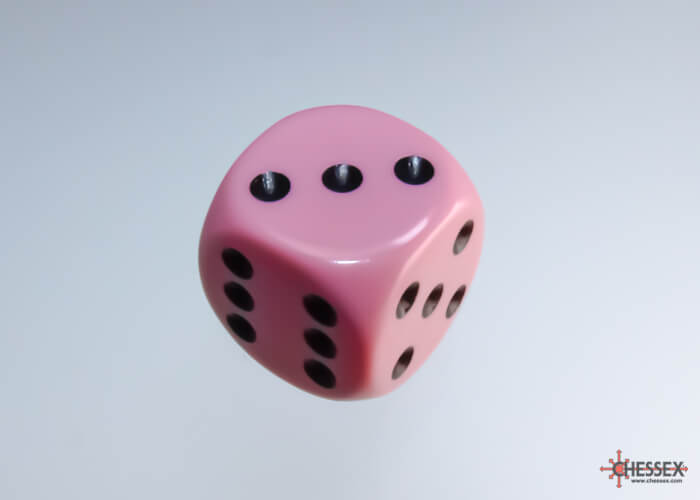 Dés Chessex - 12D6 Opaques roses pastel/noirs - Achat en ligne