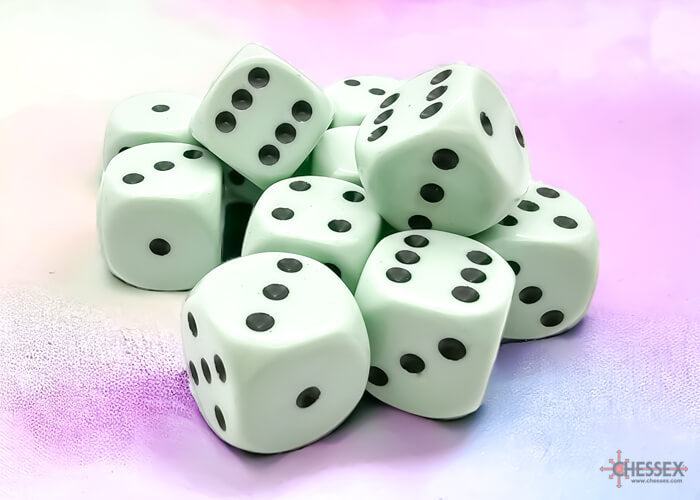 Dés Chessex - 12D6 Opaques verts pastel/noirs - Achat en ligne