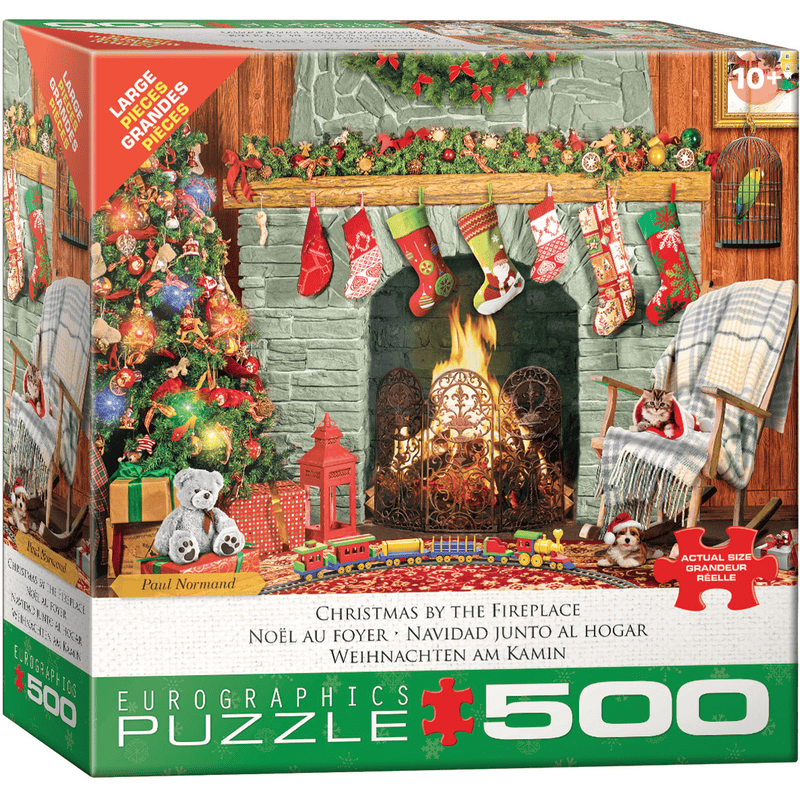 Eurographics Christmas by the Fireplace 500-Piece Large Puzzle.