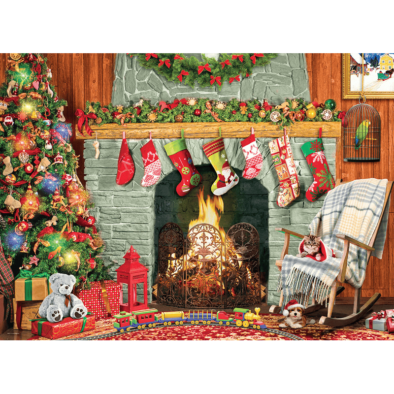 Eurographics Christmas by the Fireplace 500-Piece Large Puzzle.