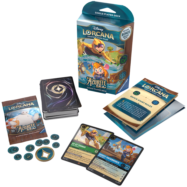 Disney Lorcana Azurite Sea Starter Deck Go Go Tomago Gadget Hackwrench