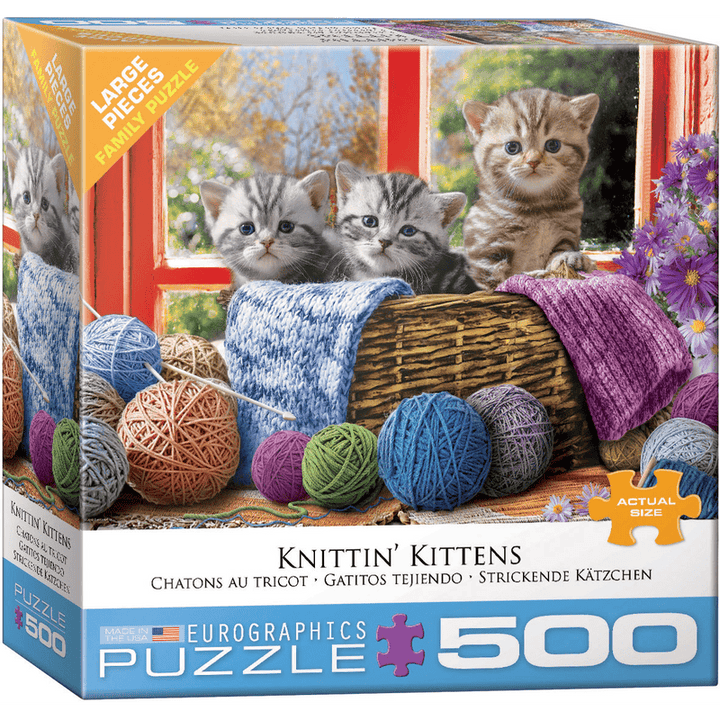 Eurographics Knittin' Kittens 500-Piece Large Puzzle.