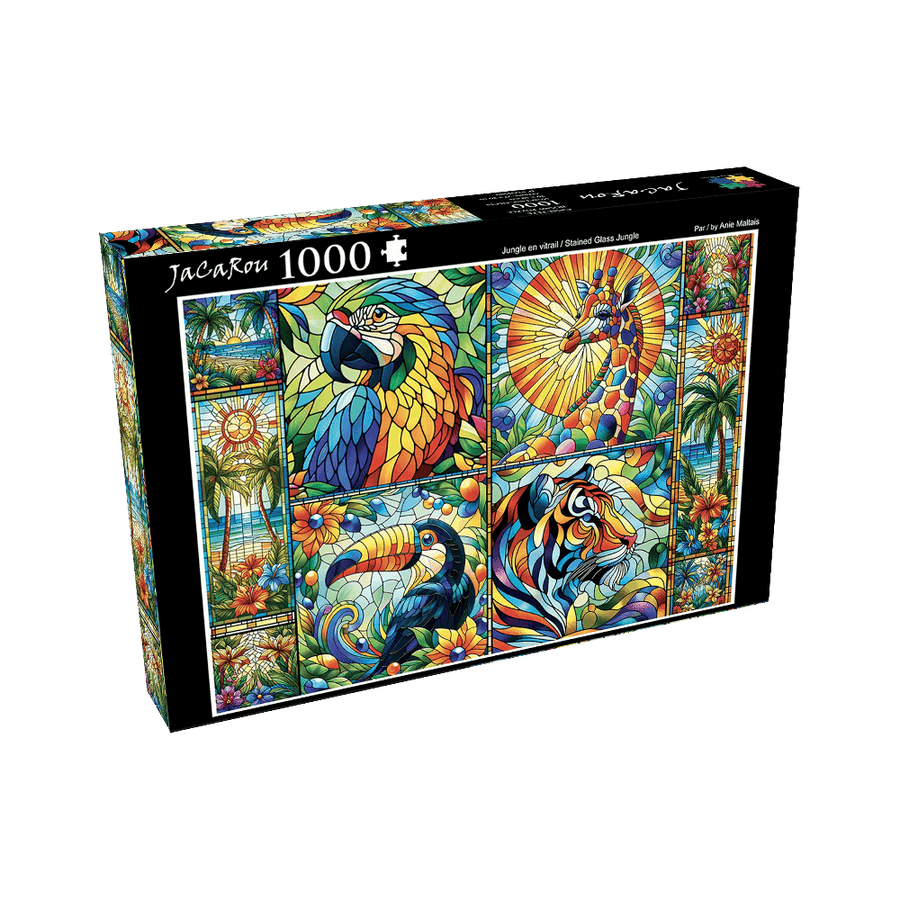 Jungle en vitrail casse-tête JaCaRou | Stained Glass Jungle Puzzle 