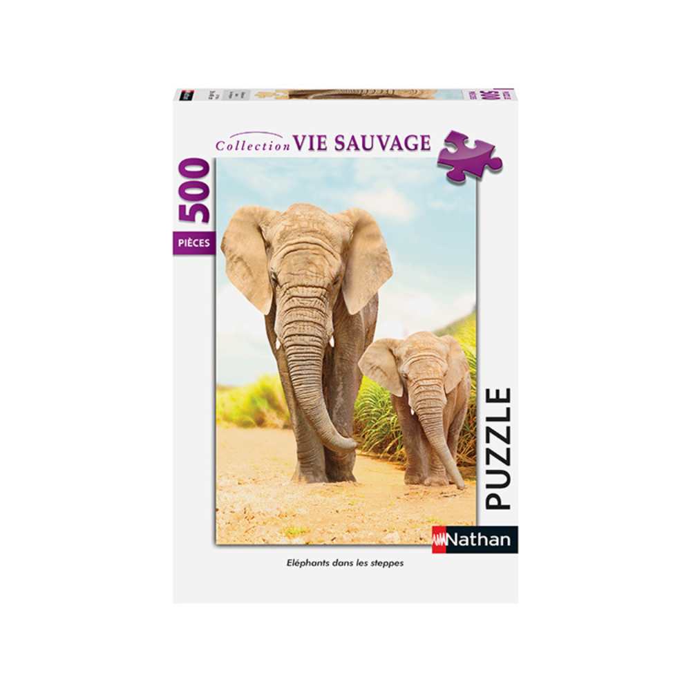 Puzzle Nathan Collection Vie sauvage Éléphants dans les steppes 500