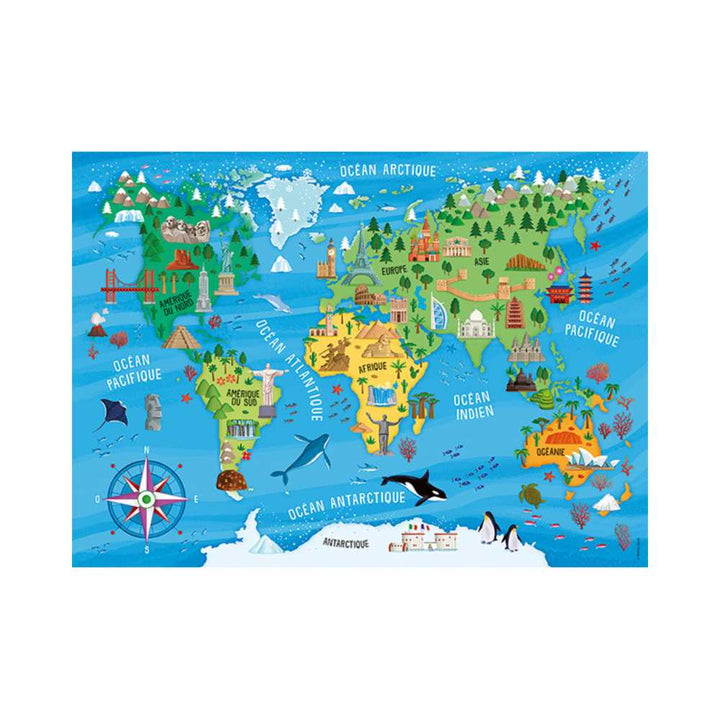 Puzzle Nathan Carte du monde des monuments 100 pcs