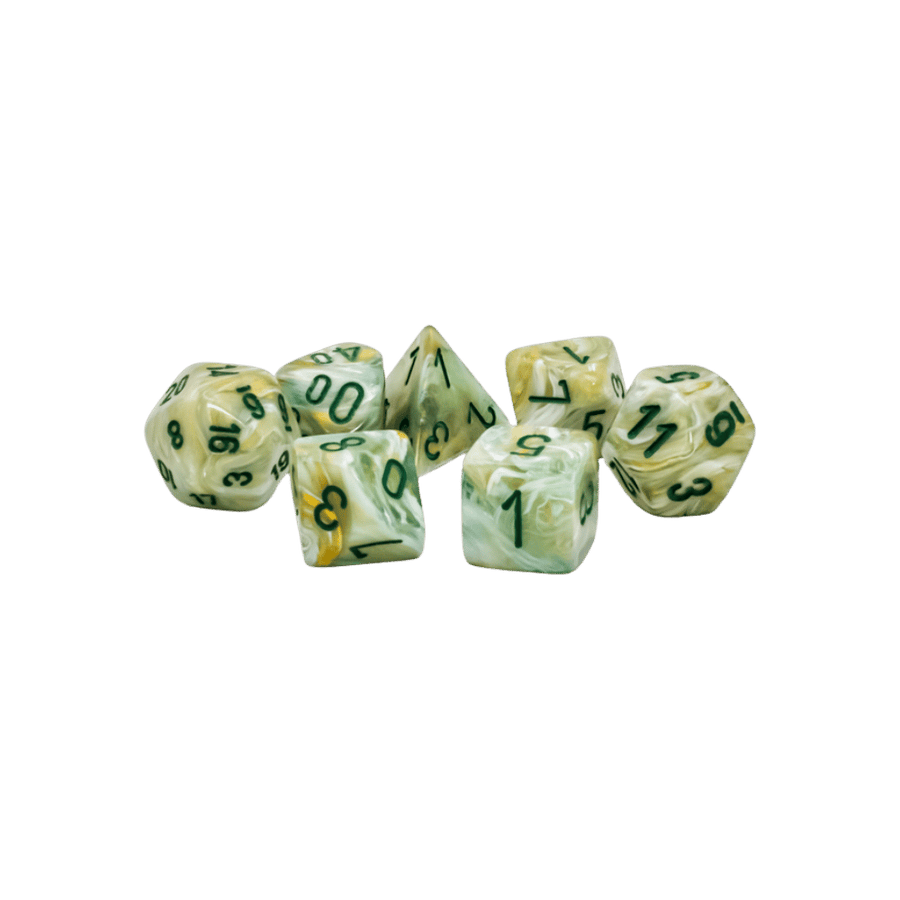 Chessex - Mega-hedral - Dés polyhédriques (7) - Marble - Green/Dark Green