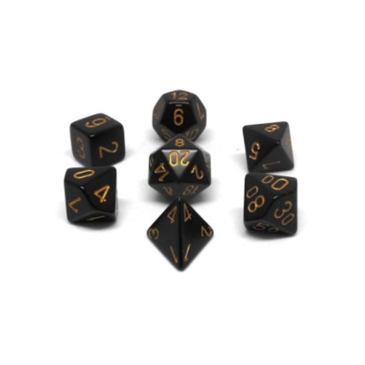 Opaque: 7Pc Black / Gold - Dés