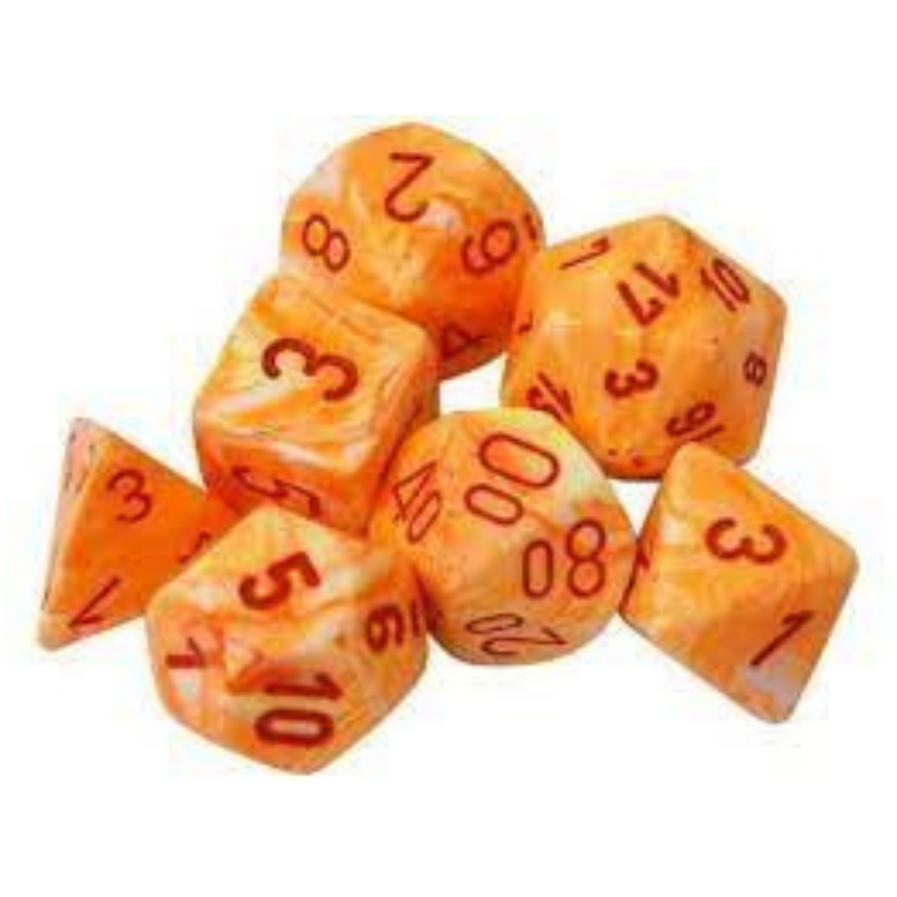 Dés Chessex Festive: 7Pc Éclat de solei / Rouge - Achat en ligne